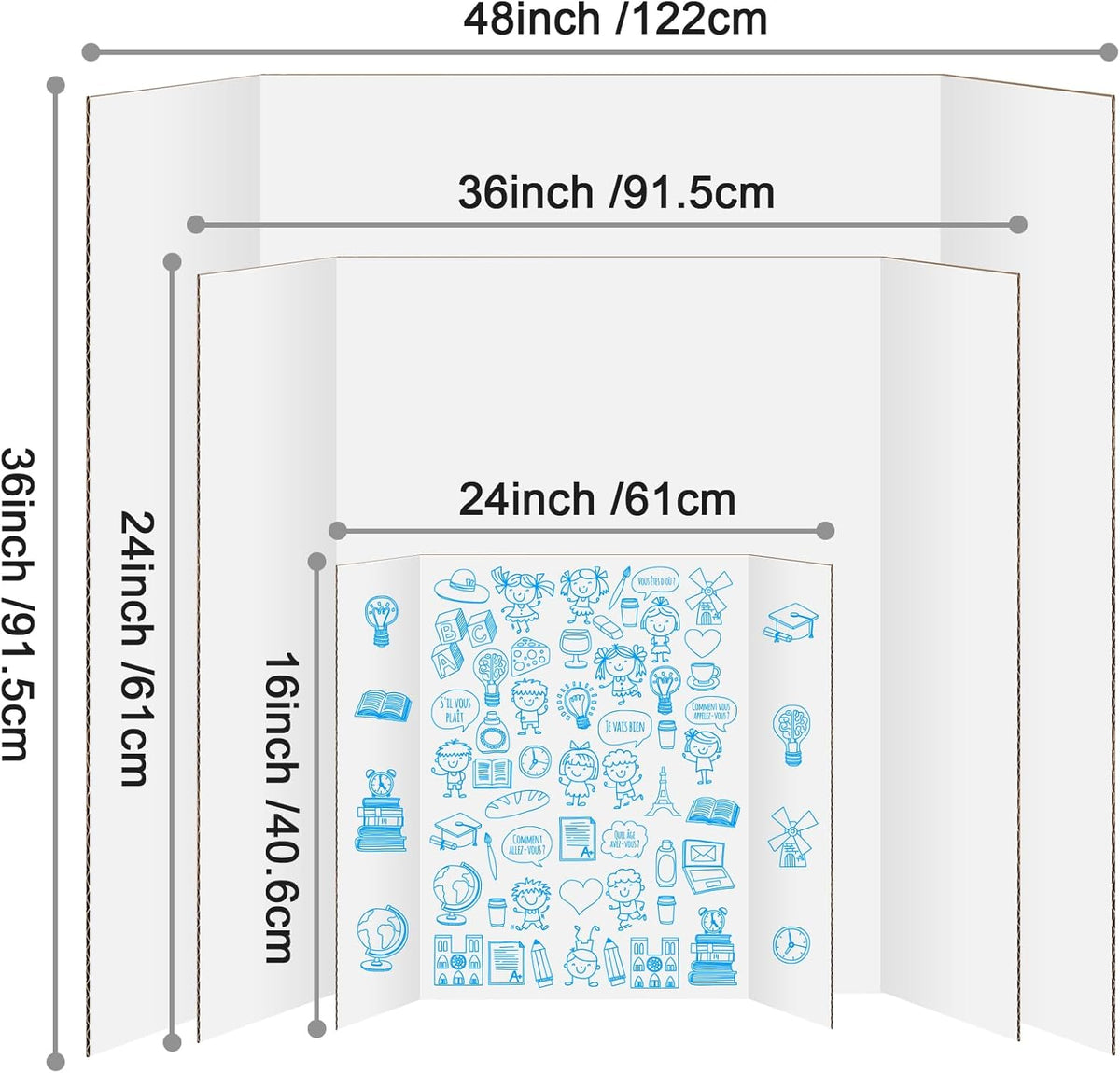6 Pack Trifold Poster Board 48" X 36", IKAYAS Single sided White Poster Boards, Science Fair Display Boards Posterboard Foamboard for Mounting, Prints,Art,Display,Projects Classroom Supplies