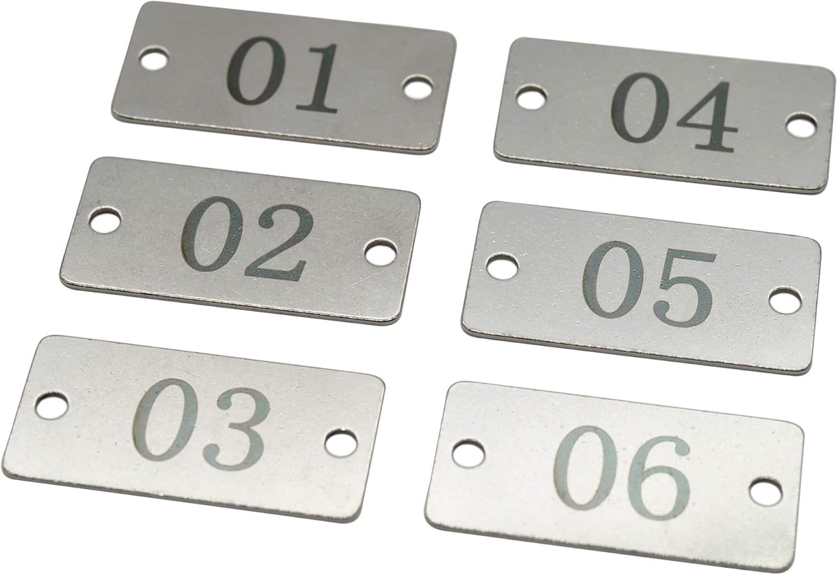 StayMax Stainless Steel Rectangle Numbered Tags with Two Holes (101-200)