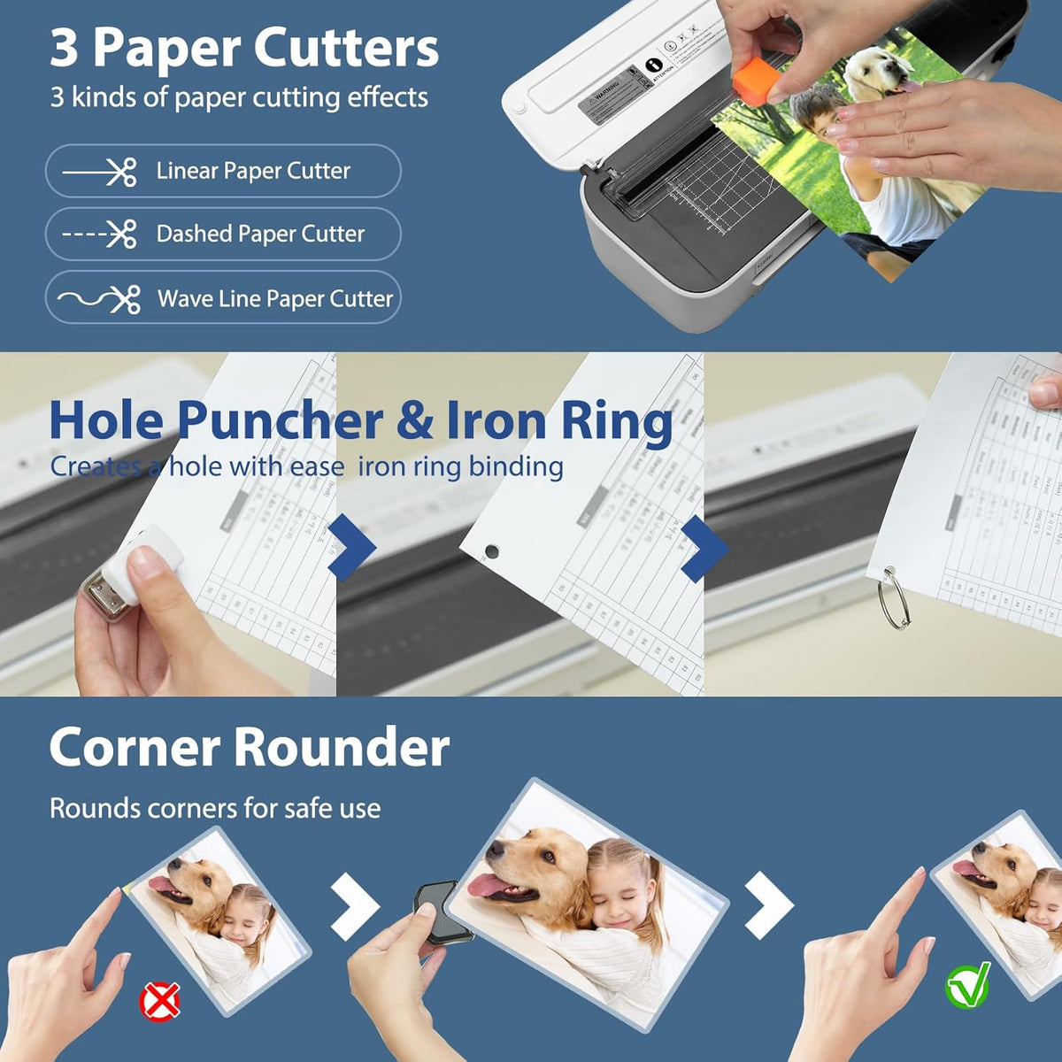 Laminator Machine, 11 in 1 Laminating Never Jam Technology with 36 Laminating Sheets, 9 Inch Thermal Laminator A4 Laminating Machine Hot & Cold with Paper Trimmer for Home Office School