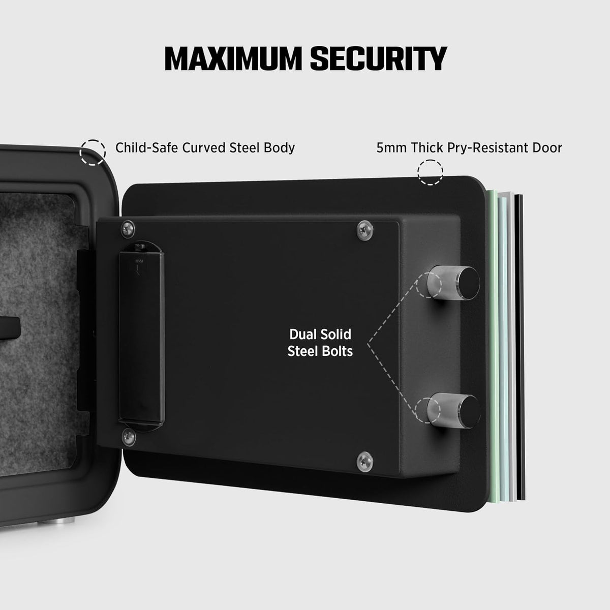 Home Safe Box, Digital Small Personal Safes, caja fuerte, Security Money Closet Electronic Lock Box with Keypad for Pistol Cash Jewelry, Document, Hotel, Dorm, Office (1.0cuft Black)