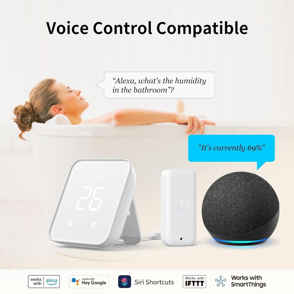 SwitchBot Wi-Fi Humidity Sensor 4 Pack with Hub 2 (Matter Enabled), IP65 Indoor Outdoor Thermometer Wireless, Humidity/Temperature/Dewpoint/VPD Sensor with Smart Alerts, Compatible with Alexa