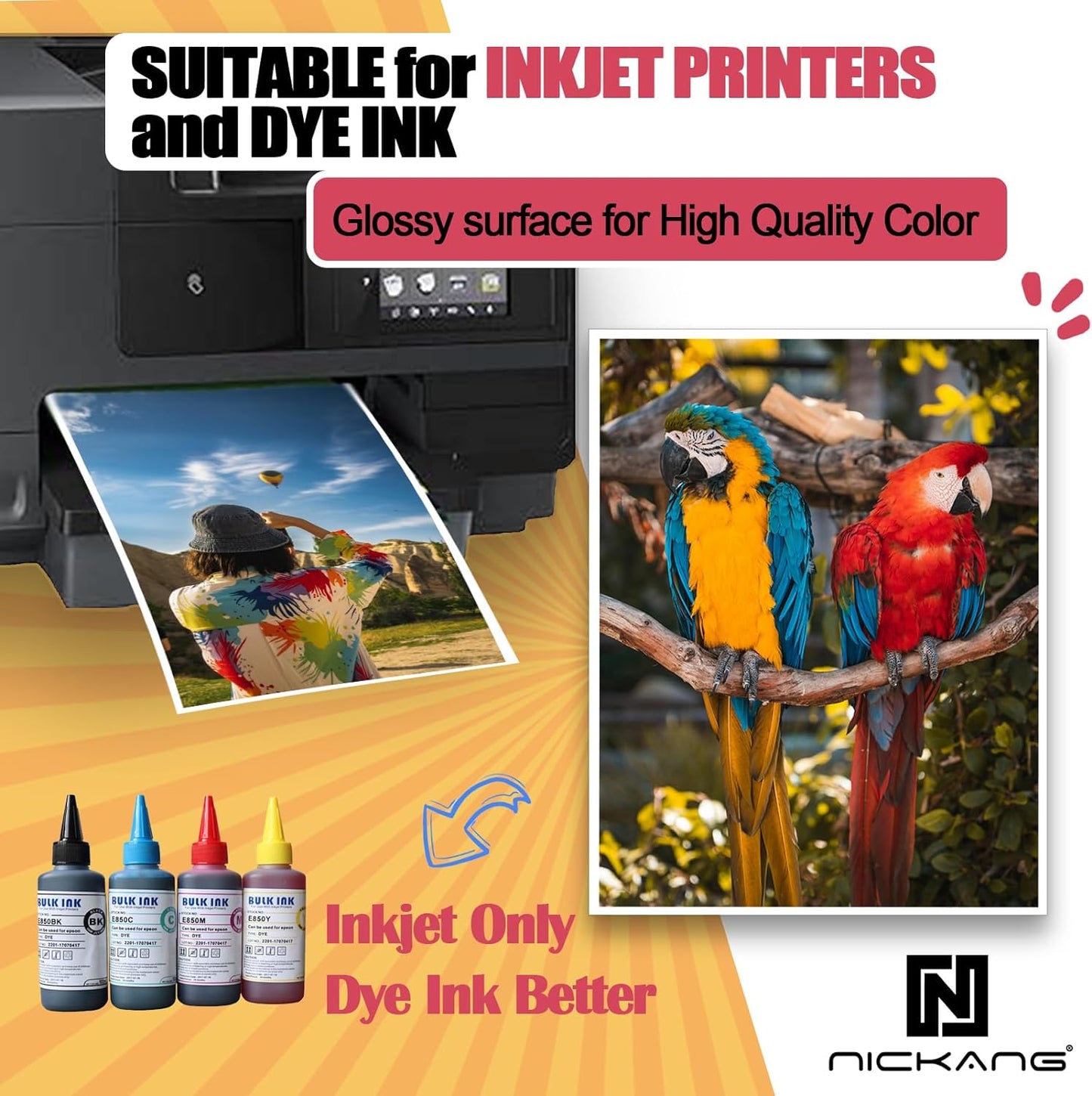 Glossy Photo Paper 8.5x11, 53 LB/200 gsm, 30 Sheets, Letter Size, Photo Paper for Inkjet Printer, Photo Printer Paper, Picture Paper
