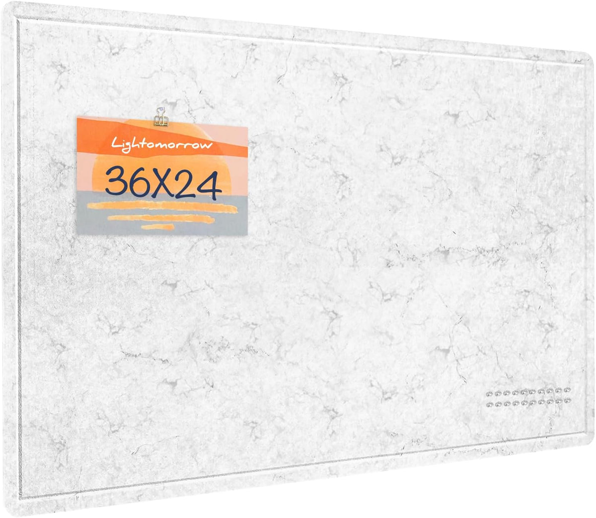 Bulletin Board, 36 x 24 inches Felt Board - Decorative Pin Board, Cork Board Alternative for Wall, 3' x 2' Foldable Picture Board Self-Adhesive Vision Board with 20 Pushpins - Marble White