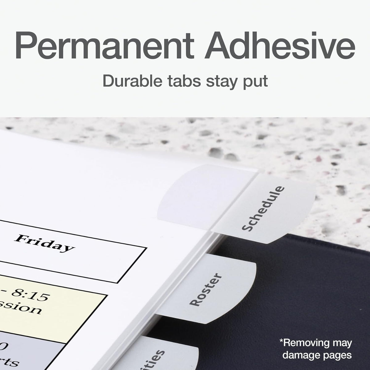 Redi-Tag Laser Index Tabs, Divider Tabs, Permanent Adhesive Index Labels, Customizable Divider Labels, Divider Labels for School, Home and Office, 1-1/8" x 1-1/4", White, 375 Tabs, (B39017)