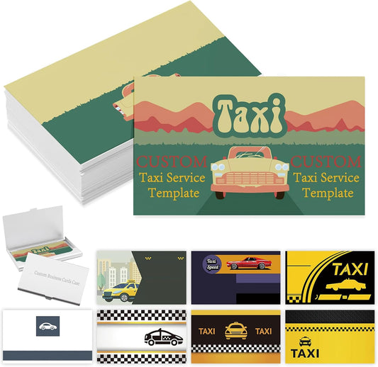 Custom Business Cards with Logo Personalized Double Side Printable Customize Business Cards 1000 500 200 100 for Small Business Women Men-Taxi Service