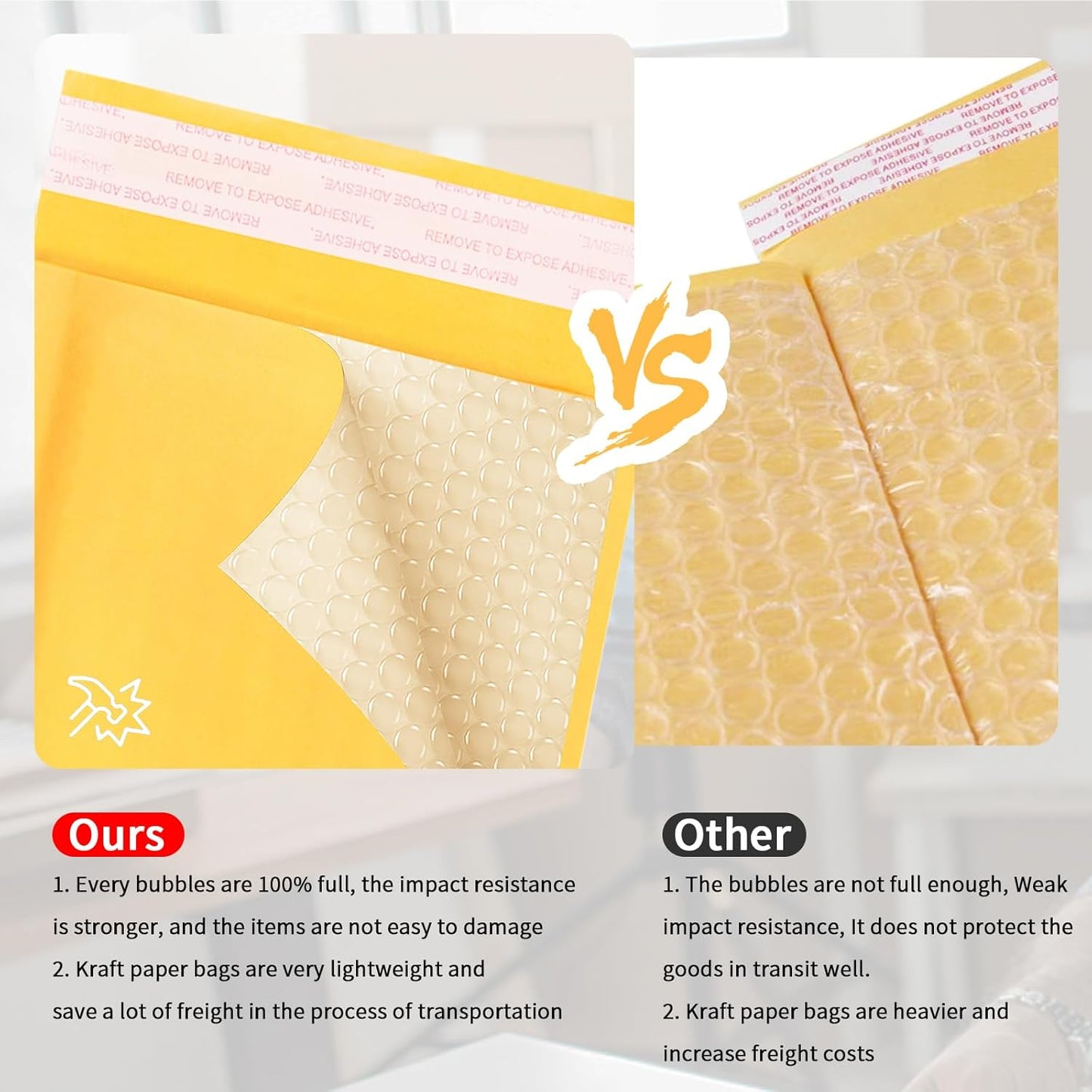 Kraft Bubble Mailers 4x7inch 100Pack Yellow Self-Seal Padded Envelopes Bubble Opaque Padded Mailers Shipping Bags for Small Businesses to Package and Mail Jewelry Cosmetics, Electronic Products, Cards