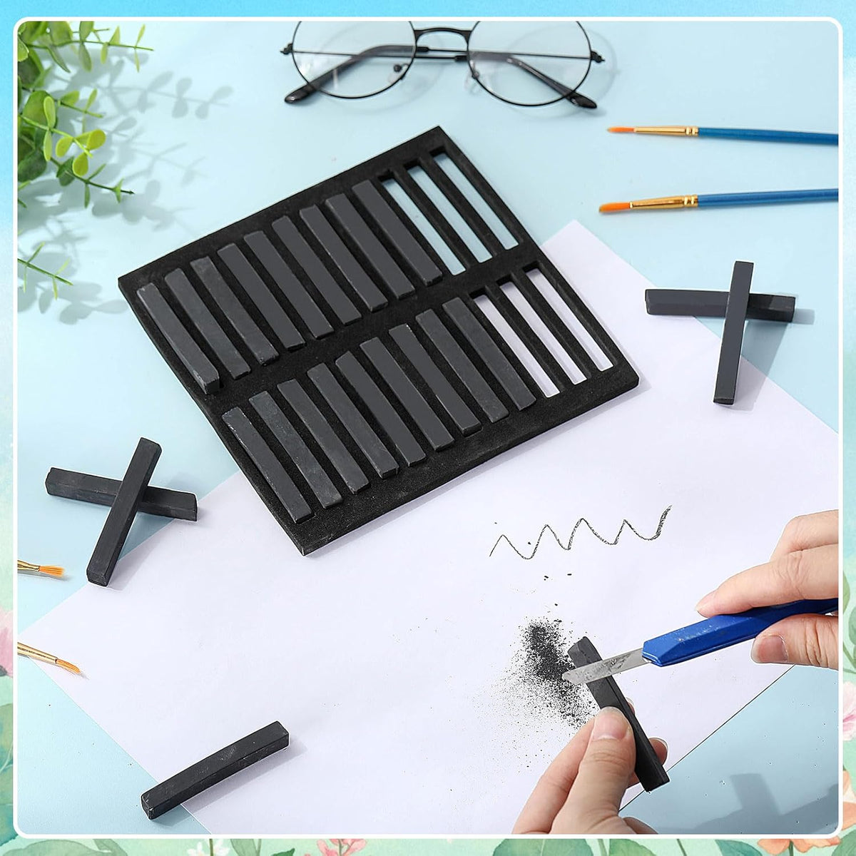 48 Pcs Soft Chalk Pastels Set Soft Pastel for Artists Square Sketch Chalk Non-toxic Artist Pastel Sticks for Professional Artists Students and Art Lovers(Black)