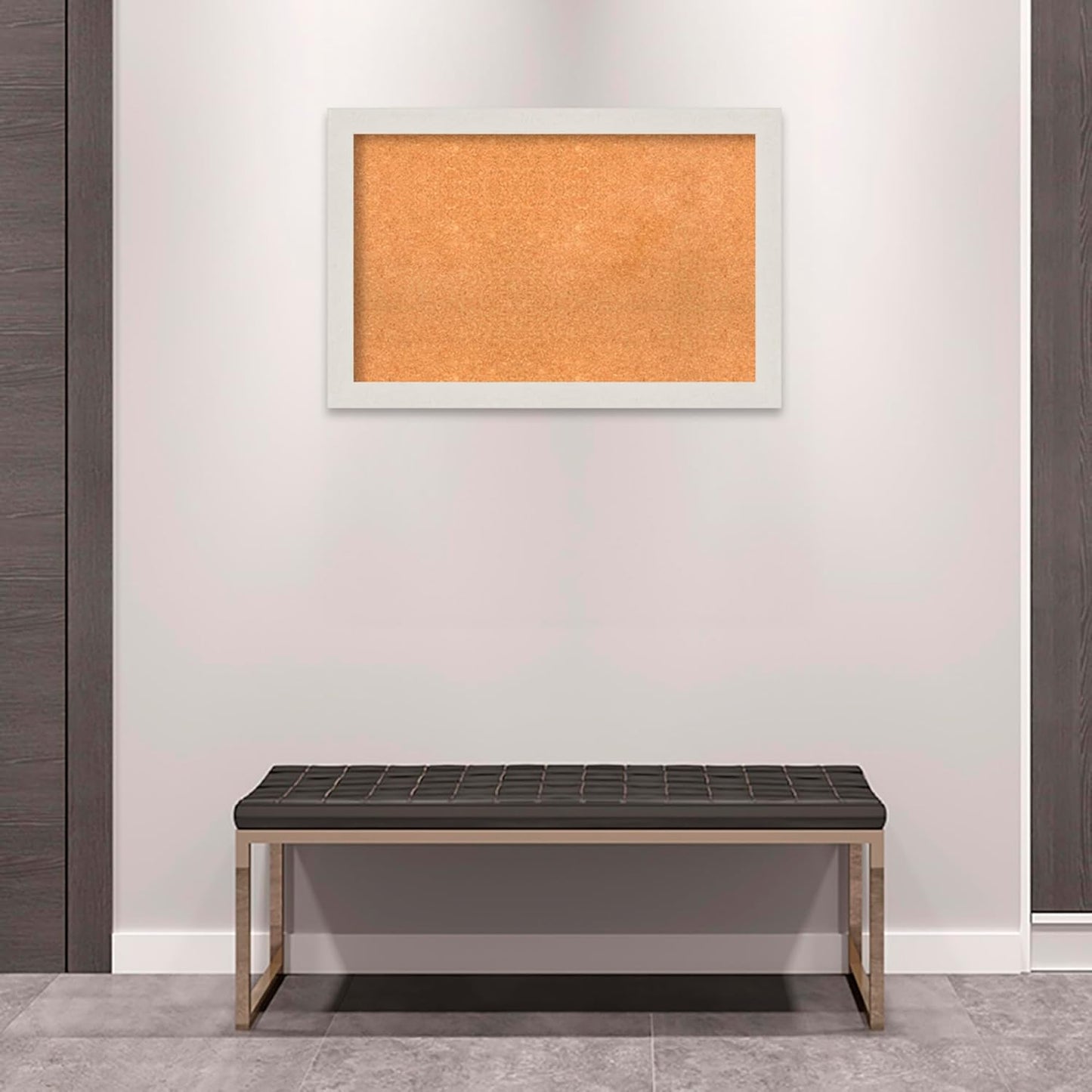 Amanti Art Natural Cork Board for Wall, 23x35 Vision Board with White Frame, Large Corkboard Office Decor for Home Organization, Country Rustic Corkboard Pinboard to Display Items for Home