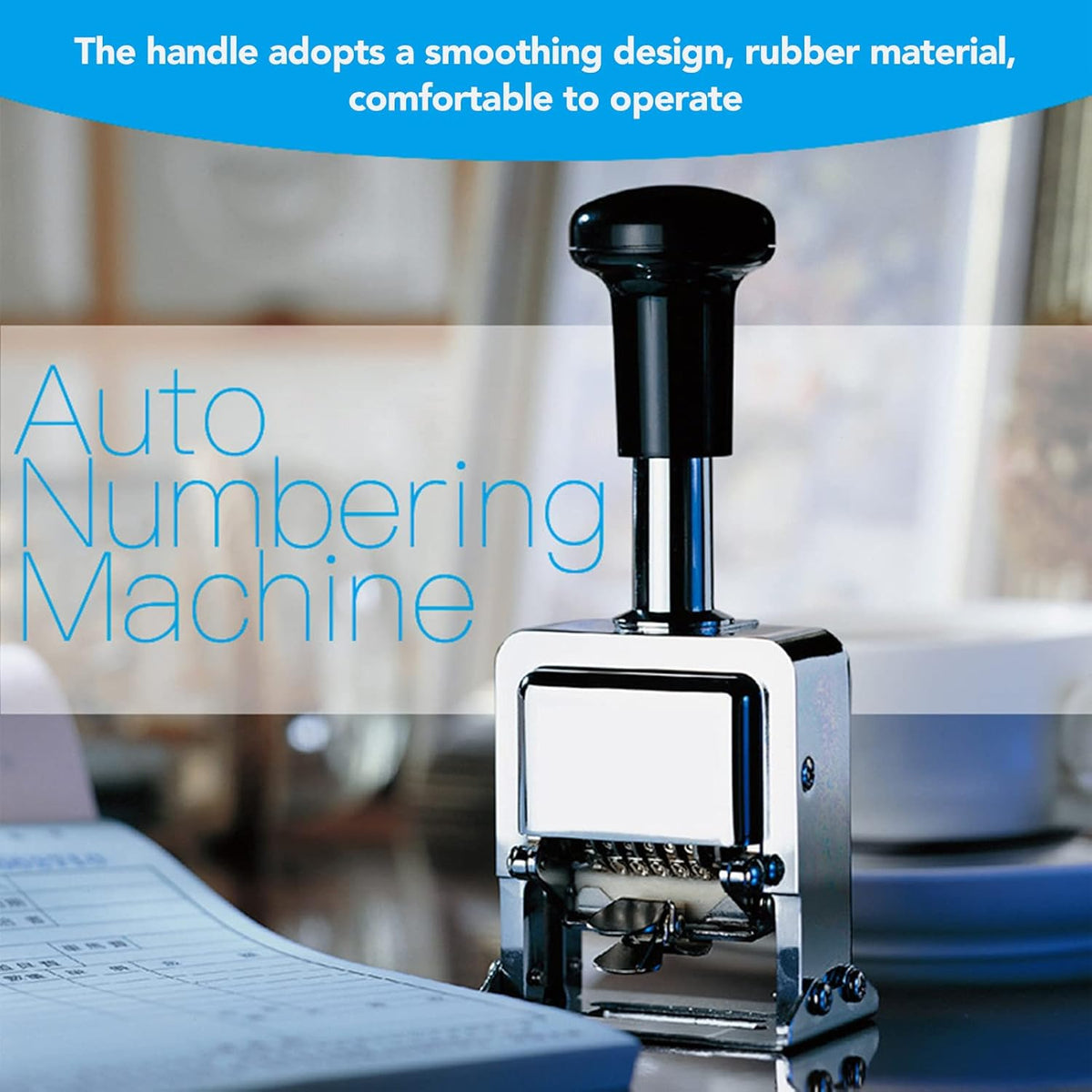 Number Stamp 8 Digit Automatic Numbering Machine, Self Inking Batch Number Stamp Multifunction DIY Scrapbooking Roller Stationery for Banking Accounting