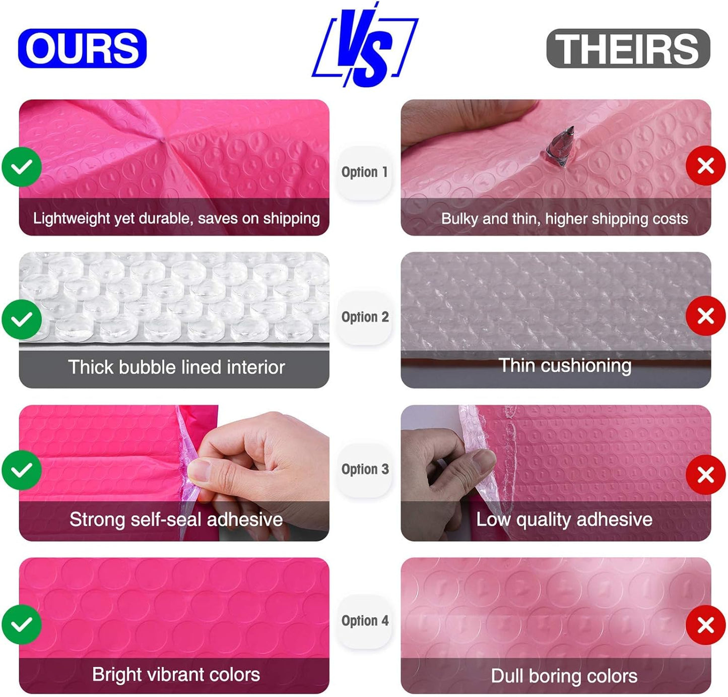 Metronic Small Bubble Mailers 4x8 Inch 800PC Bulk Usable Size 4x7 Poly Bubble Mailers Self-Seal, Mailing Envelopes, Padded Envelopes, Packaging for Small Business, Jewelry, Hot Pink
