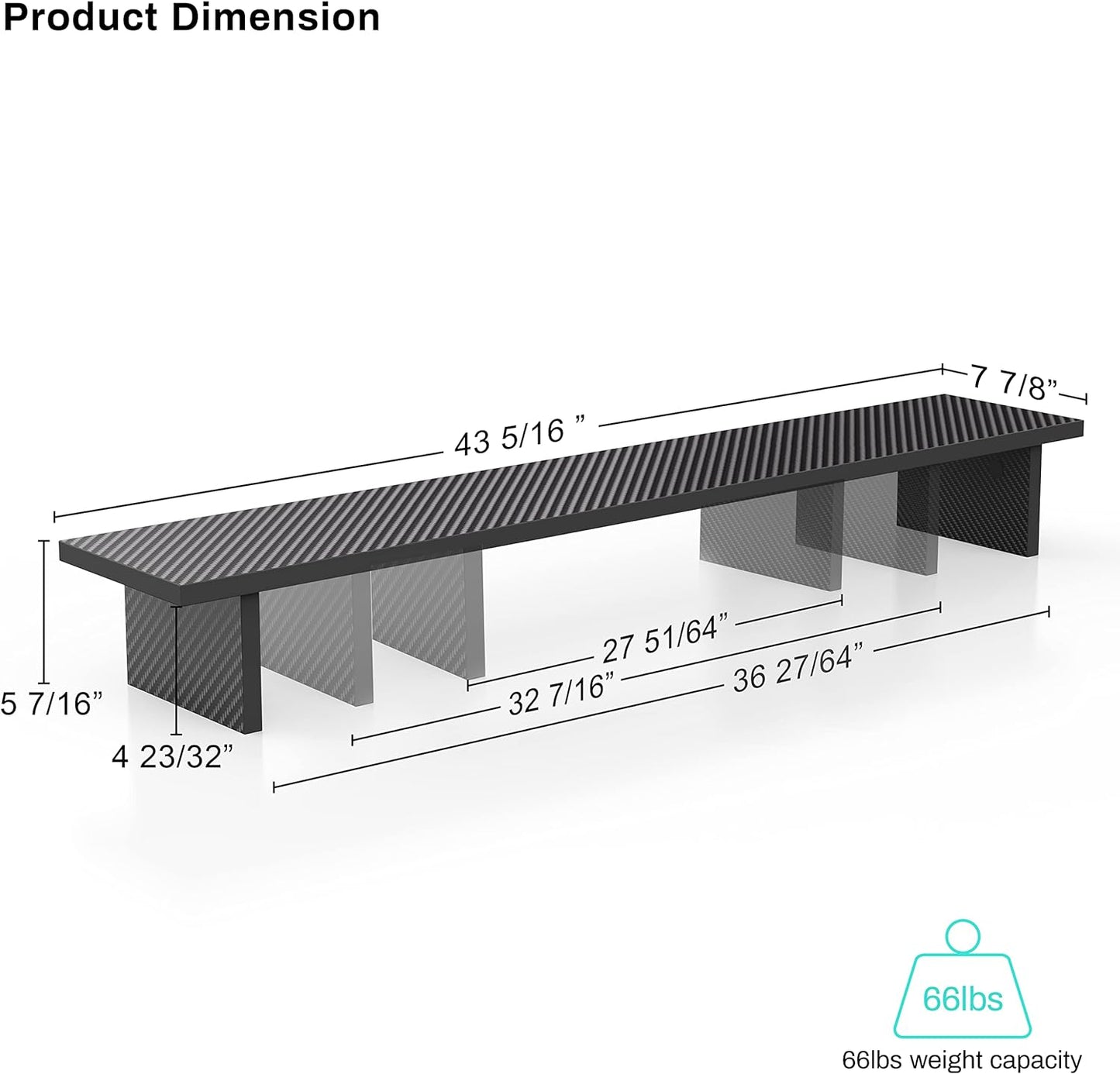EUREKA ERGONOMIC Dual Monitor Stand - Adjustable Legs, Dual Monitor Riser, Carbon Fiber Computer Monitor Stand, Desktop Organizer, Monitor Stand Riser for PC, Computer, Laptop (Black)