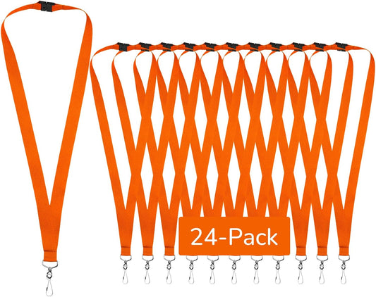 24-Pack Breakaway Lanyards, Polyester Neck Straps for ID Cards, Keys, Office, School & Events
