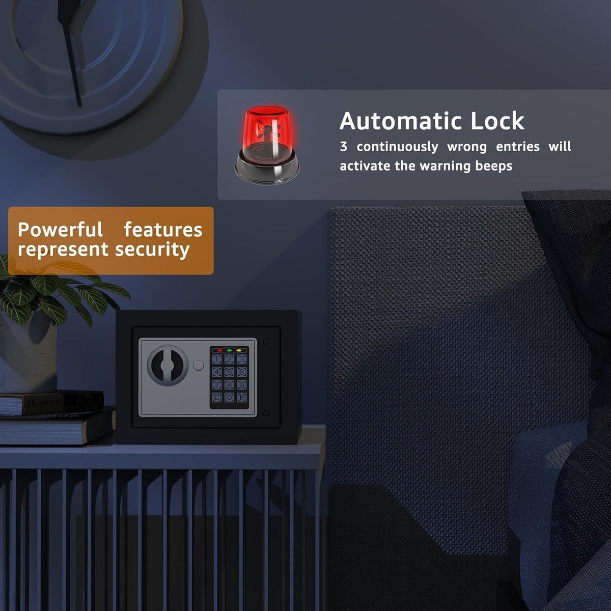 PATRON Small Safe Box for Money with Code and Keys，Solid Mini Safe for Kids with Digital Electronic Security Keypad for Home Office Hotel,Personal Money Safes for Cash,0.236 Cuft (Black)