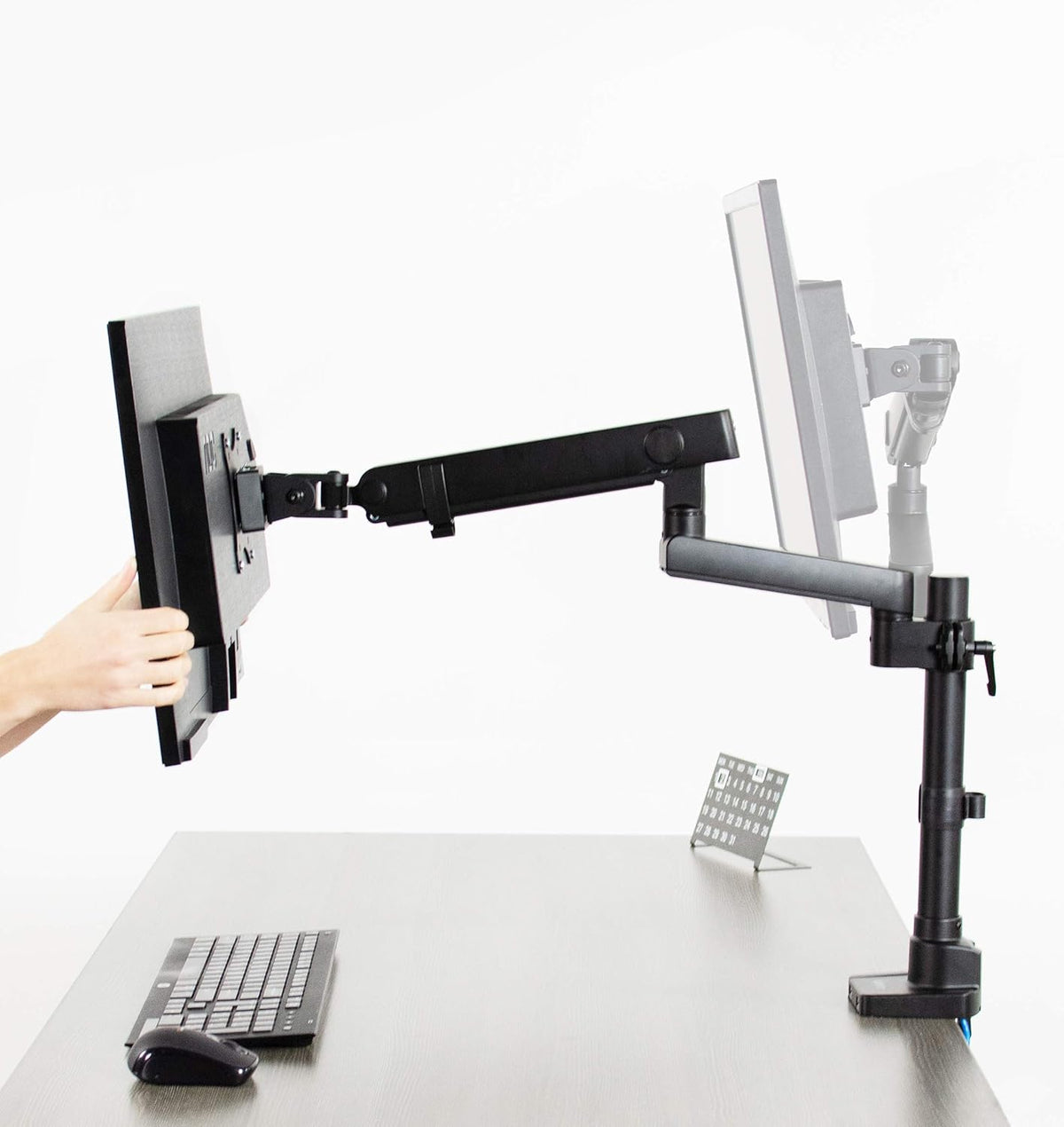 VIVO Premium Aluminum Full Motion Single Monitor Desk Mount Stand with Lift Engine Arm, Pole Extension, and USB Ports, Fits Screens up to 32 inches, STAND-V101BDU