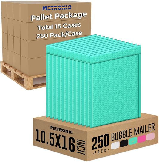 Metronic 3750 Pack Bubble Mailer 10.5x16 Inch Teal,Usable Size 10.5x15 Waterproof Padded Envelopes,Self-Seal Large Bubble Mailers Cushioning for Shipping,Jewelry Makeup Supplies, Packaging Bulk