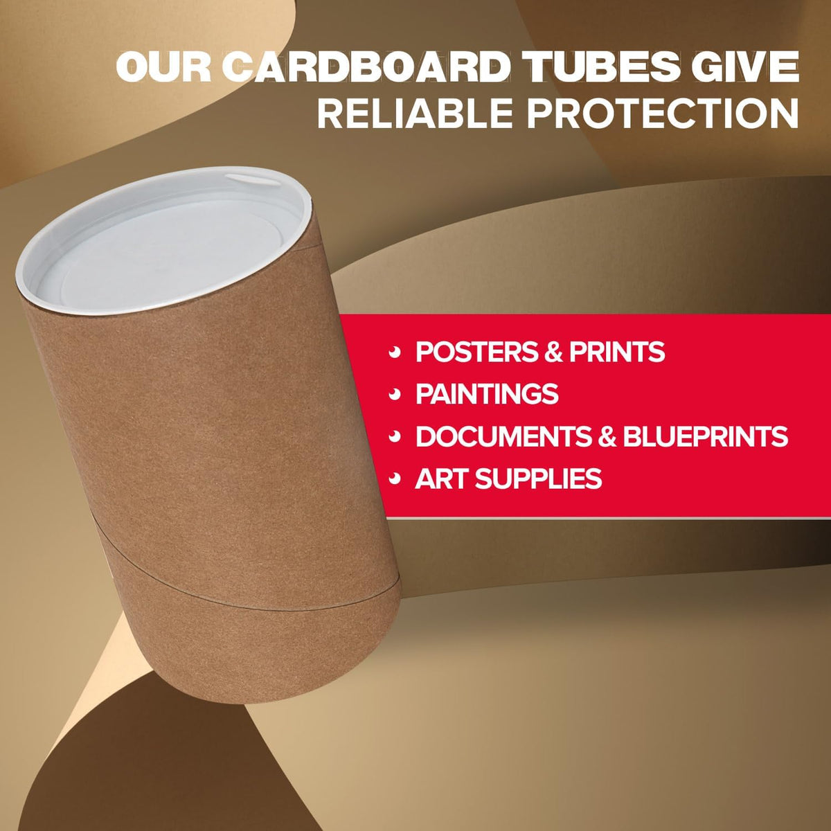 3" x 6" Heavy-Duty Reinforced Cardboard Mailing Tube, Pack of 1 Tube with 2 Caps – Secure USPS Approved – Great for Shipping and Storing of Prints, Artwork, Posters or Documents