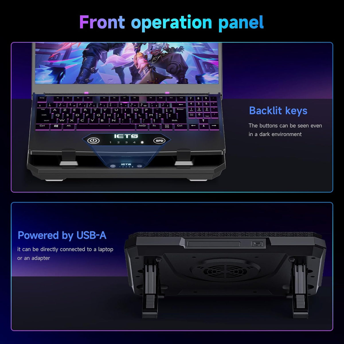 GT300 Upgraded Laptop Cooling Pad with Adjustable Stand, Turbo Boosted Cooler for Rapid Cooling 10-17inch Gaming Laptop, Flexible Sealing Ring，Featuring Air Filtration Adjustable clamp