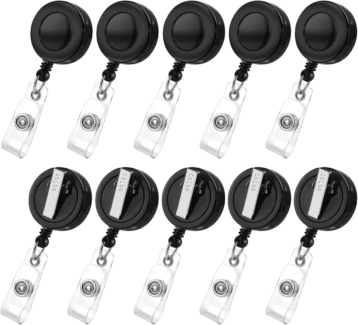 30 Pack Badge Reels Retractable with Swivel Alligator Clip Retractable Badge Holder Reel Clips for Teachers, Students, Office Workers (Black)