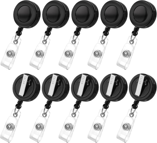 30 Pack Badge Reels Retractable with Swivel Alligator Clip Retractable Badge Holder Reel Clips for Teachers, Students, Office Workers (Black)