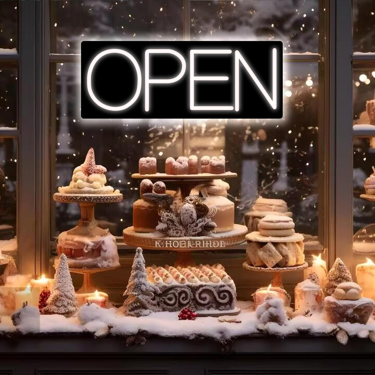 Open Signs for Business, LED Neon Open Sign 16 Inch 12V/2A Ultra Bright Lighted Open Sign Electric Light Up Open Sign for Business Storefront Window Glass Door Retail Shop Store Bar Salon Restaurant White