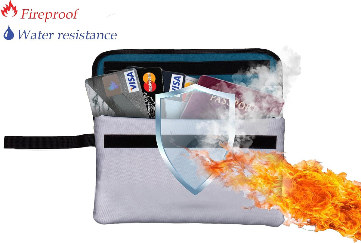 GETGEAR Fireproof Document Bag, Fire and Water resistant Safe Protects legal documents, contract, Birth Certificates, Cash and other Valuables, handle for easy carrying (Small)