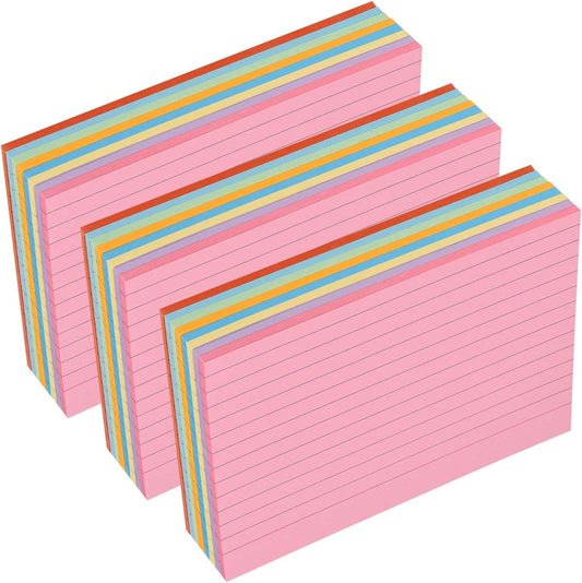 OBTANIM 600 Count 4 x 6 Inch Index Cards Assorted Colors Ruled Index Flash Cards for Studying Taking Note Office Home and School Daily Recording