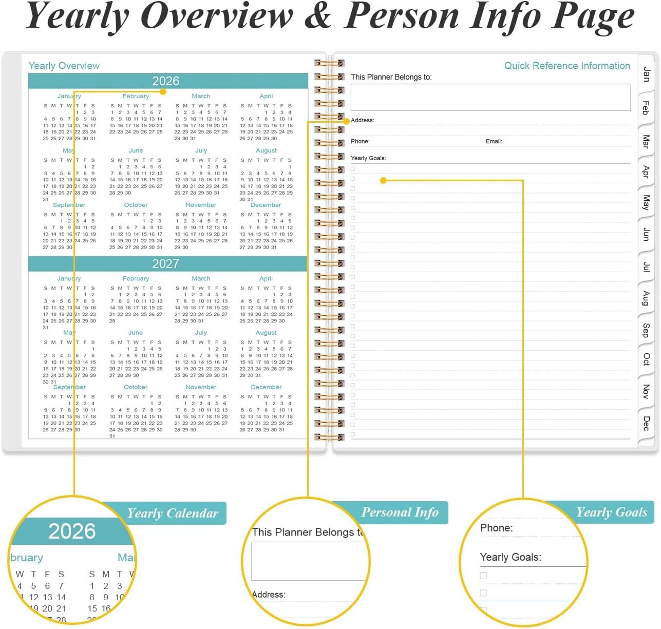 2026 Daily & Monthly Planner - One Page Per Day, Daily Planner from January 2026 - December 2026, Planner 2026 with 12 Monthly Tabs, 8.5" x 11", Flower-B