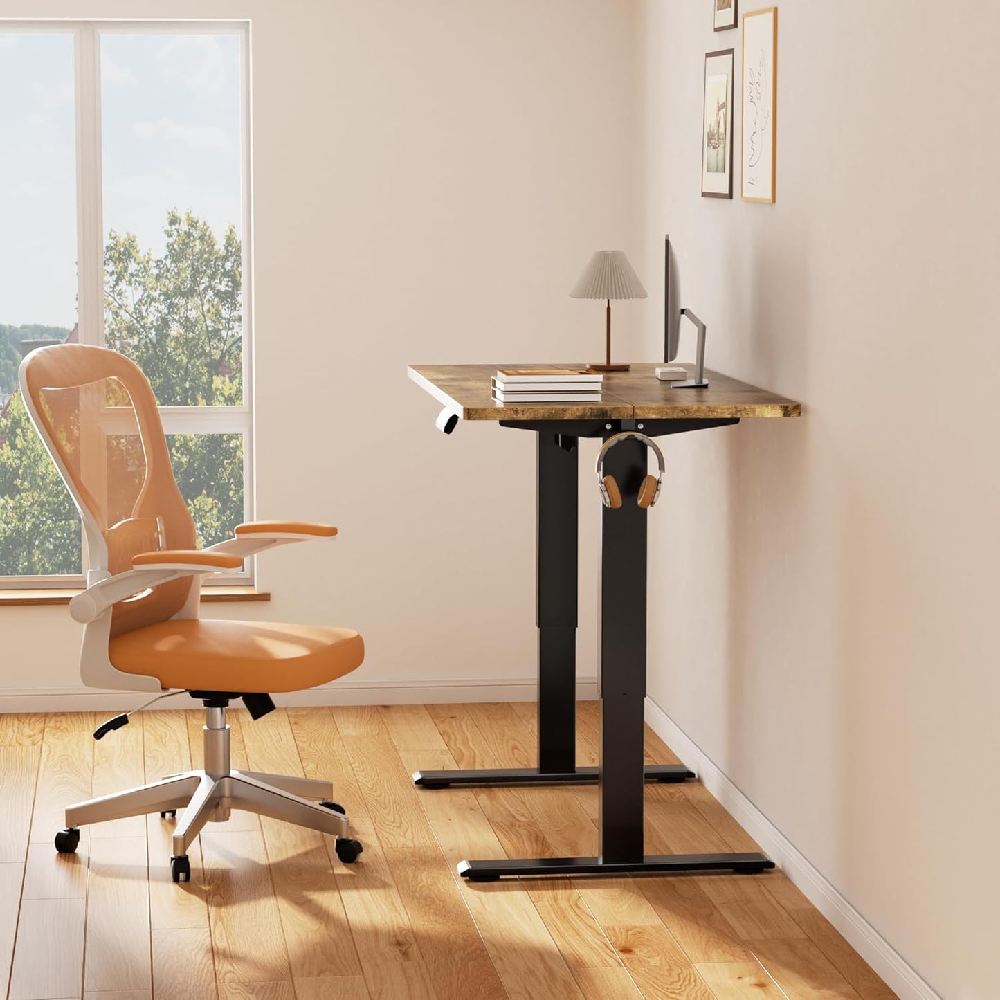 Electric Standing Desk Frame, Height Adjustable Table Legs with 3 Memory Controller,Up to 47.2",Ergonomic Stand Up Desk Base Workstation for Home Office, Black Frame Only