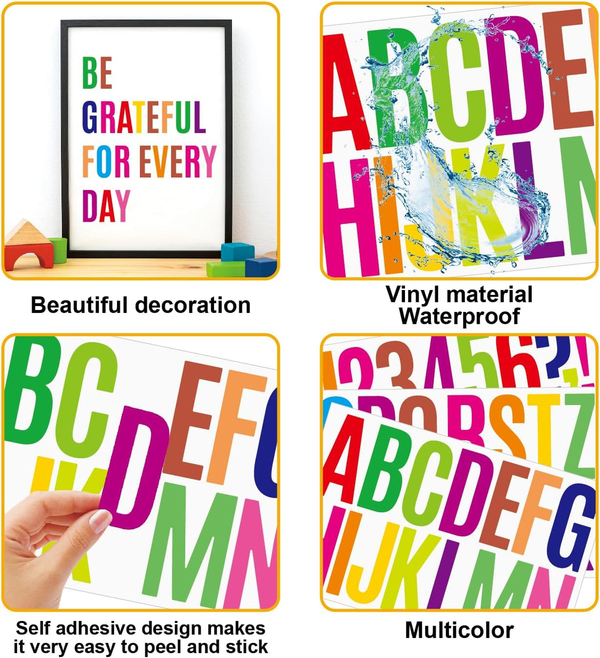 480 Pcs Waterproof 3" Vinyl Alphabet & Number Stickers - Self-Adhesive for Mailboxes, Windows, Doors, Signs, Vehicles & More, Colored