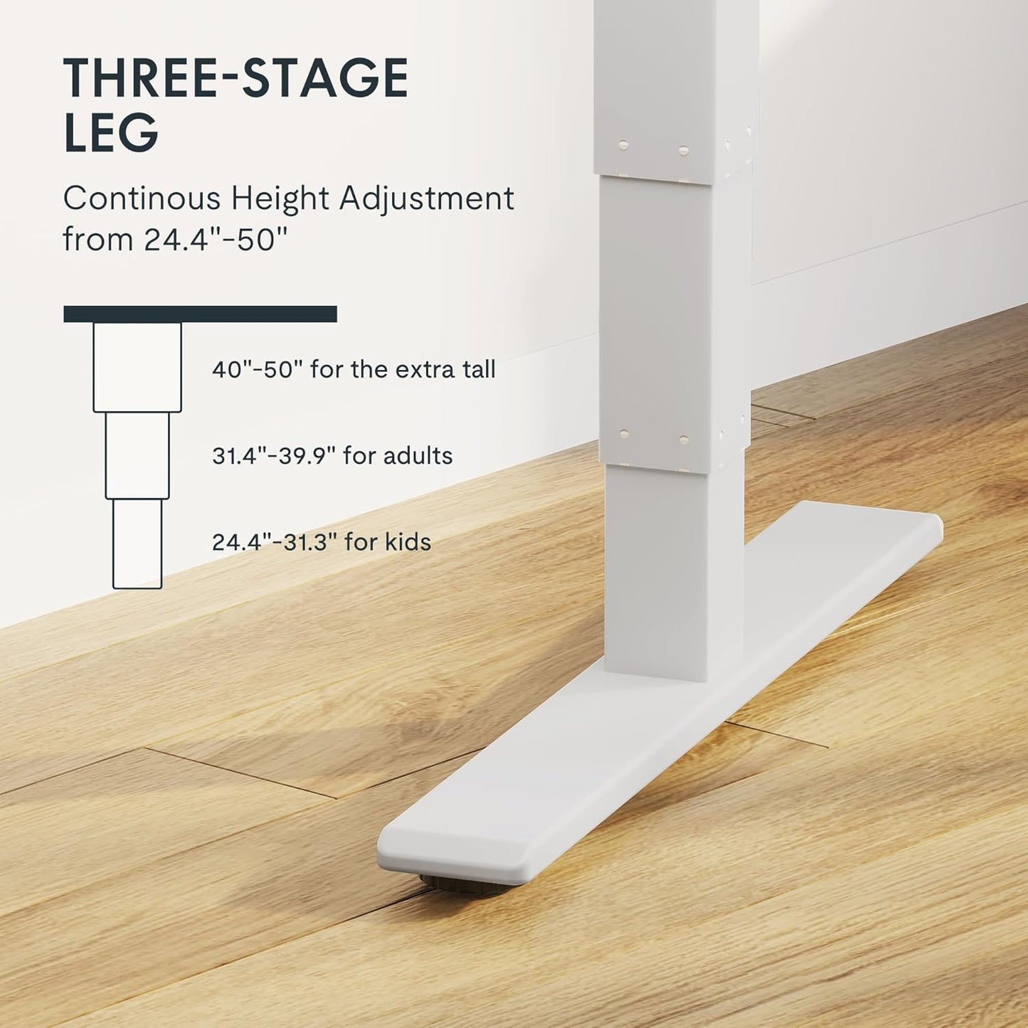 FLEXISPOT E6 MAX Dual Motor 3 Stages Standing Desk 48x30 Inch Whole-Piece Board Electric Height Adjustable Stand Up Desk 150KG Load Capacity(White Frame + White Desktop)