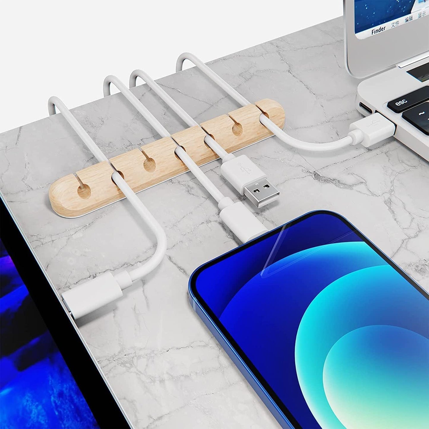 SOULWIT Cable Holder Clips, 3-Pack Cable Management Cord Organizer Clips Silicone Self Adhesive for Desktop USB Charging Cable Nightstand Power Cord Mouse Cable Wire PC Office Home