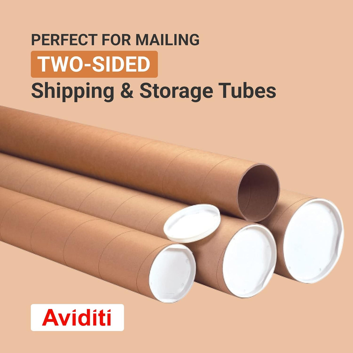 Aviditi Shipping Tubes 3" W x 12" L, 24-Pack | Cardboard Mailing Tube for Packing, Shipping and Mailing 3x12