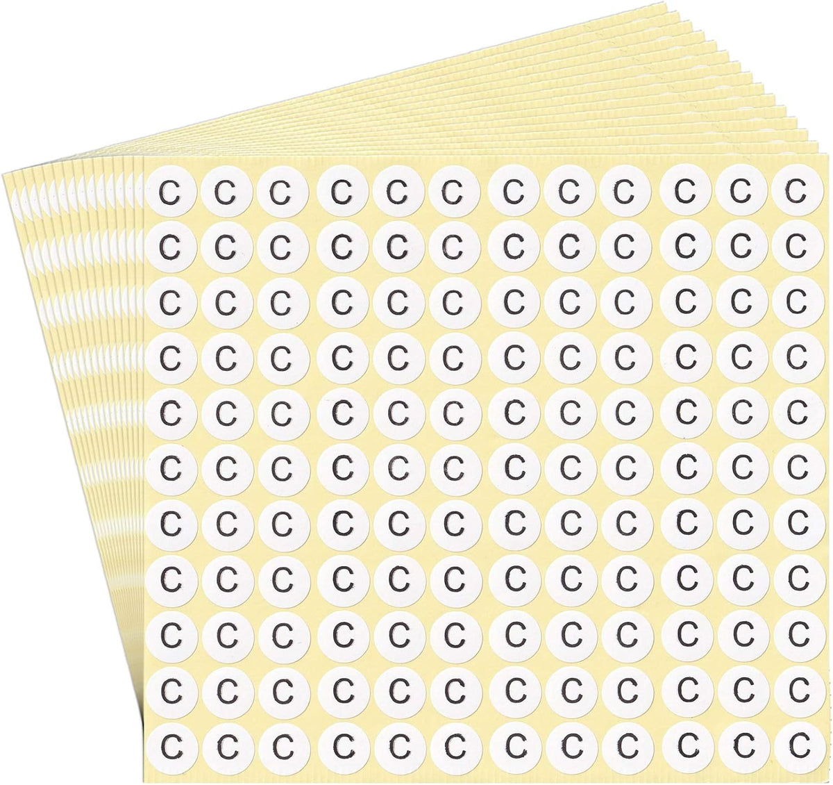 dealzEpic - Alphabet Stickers of The Letter C - Small Round Paper Self-Adhesive Peel and Stick Letter Labels - Set of 15 Sheets