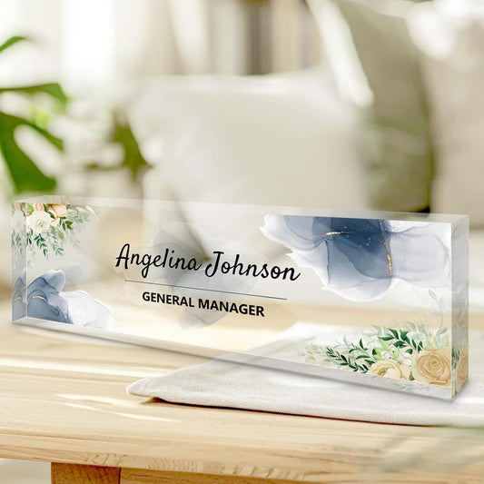 Personalized Name Plate for Desk, Custom Acrylic Desktop Accessories Office Decor for Women Men, Offices Gift for Coworkers Boss Teacher, Employee Appreciation Gifts