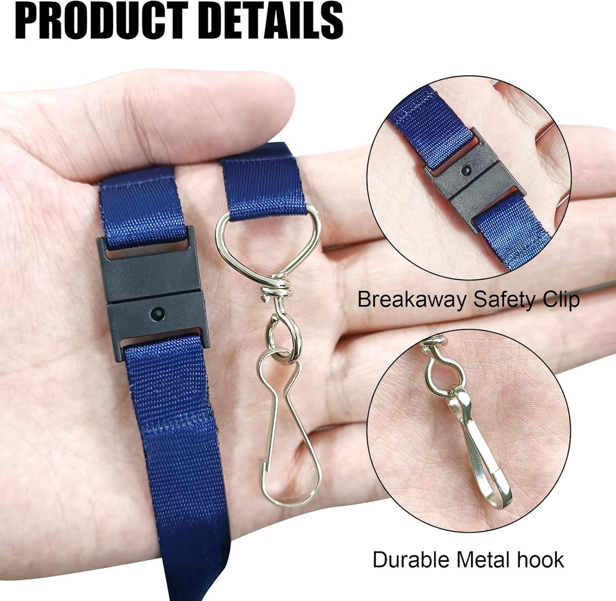DE Breakaway Lanyards for Id Badges,Teacher Lanyard with with J-Hook Bulk Flat Lanyards for Name tag ID Badges Holder