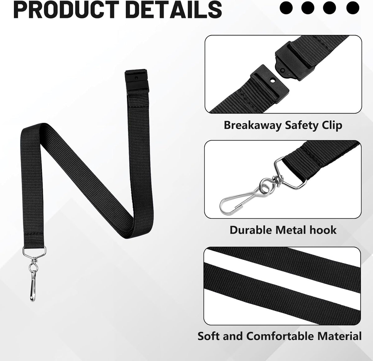 24-Pack Breakaway Lanyards, Polyester Neck Straps for ID Cards, Keys, Office, School & Events