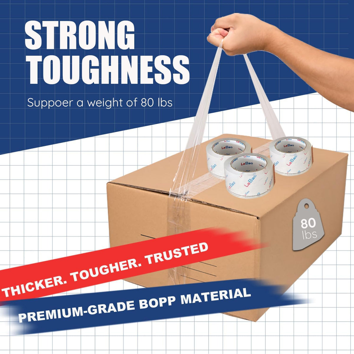 Heavy Duty Packing Tape with Metal Dispenser, Strong HD Clear Packaging Tape, 6 Rolls 1.88 in. x 60 yd. x 2.7MiL, Secure Sealing for Cardboard, Moving Boxes & Shipping Supplies
