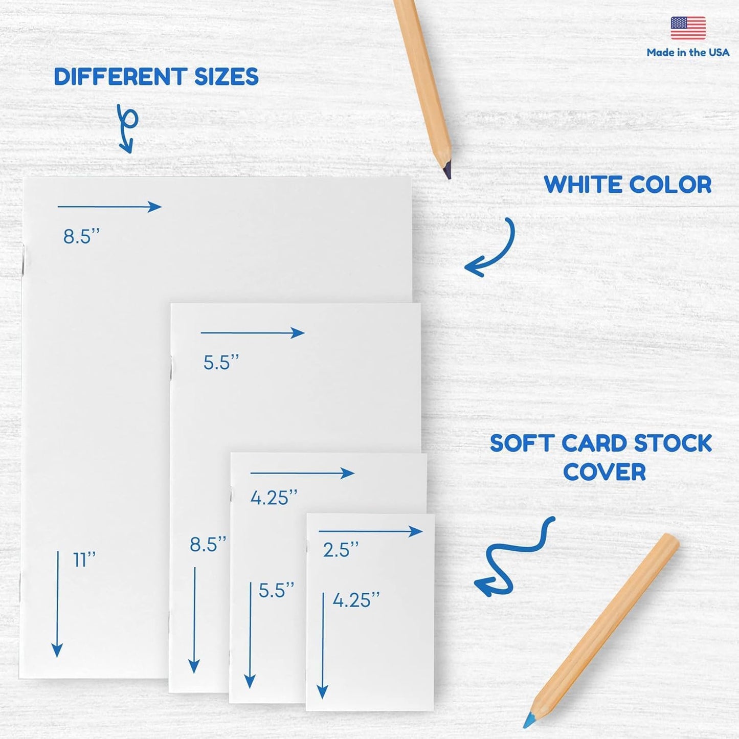Hygloss Blank Books 5.5 x 8.5 Inches - 50 Pack – White Color Paperback for Drawing & Writing – Empty Books for Journaling, Sketching or Arts & Craft
