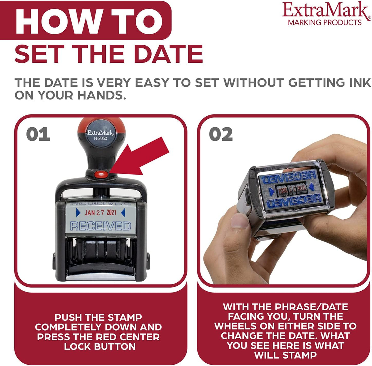 Heavy Duty Style Office Date Stamp with Scanned - Self Inking Dater - Style C - Black Ink Color