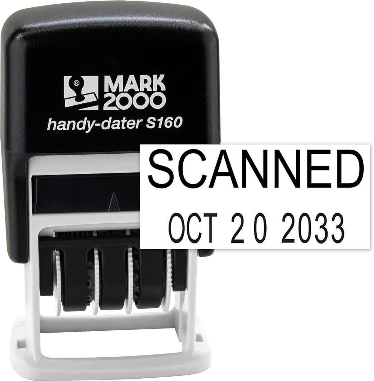 Mark 2000 Self-Inking Rubber Date Office Stamp with Scanned Phrase & Date - Black Ink (Handy-Dater S160), 12-Year Band