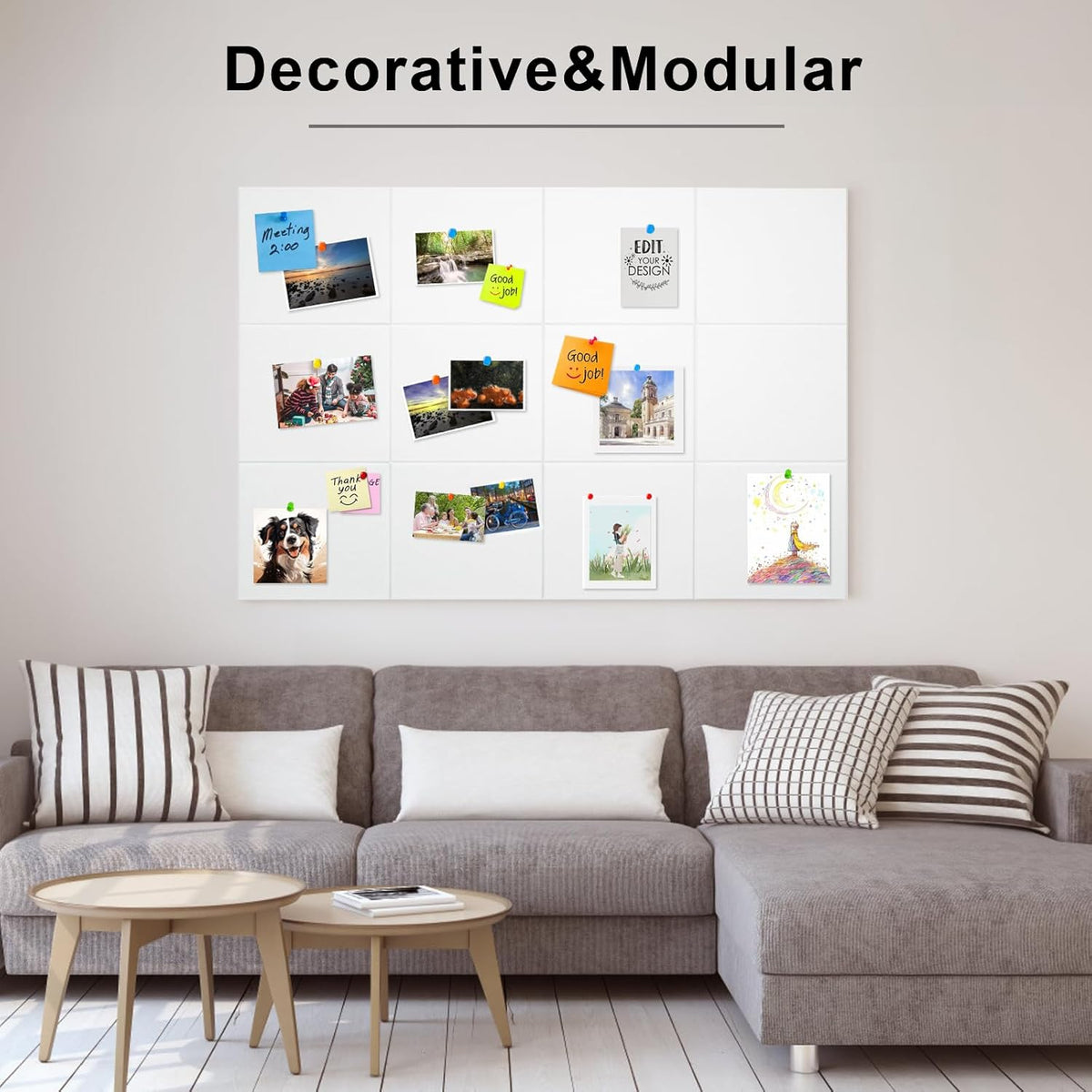 White Large Cork Board for Wall 12 Pack