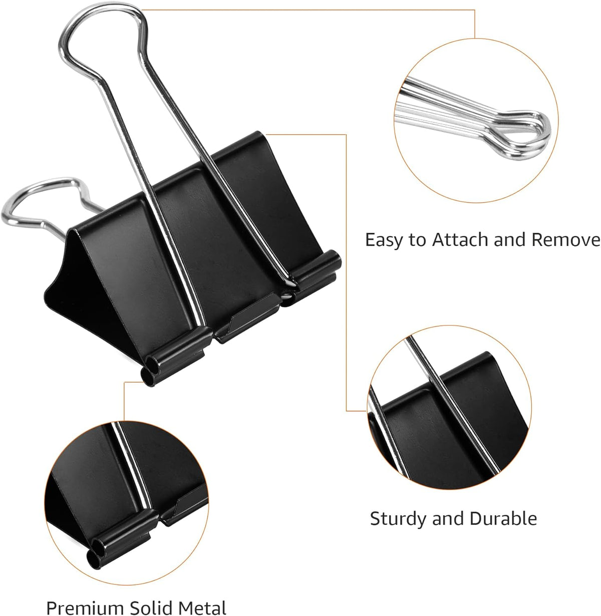 Amazon Basics Sturdy Binder Clips for Office Use, 144 Count (12 Pack of 12), Small, 0.75 in, Black