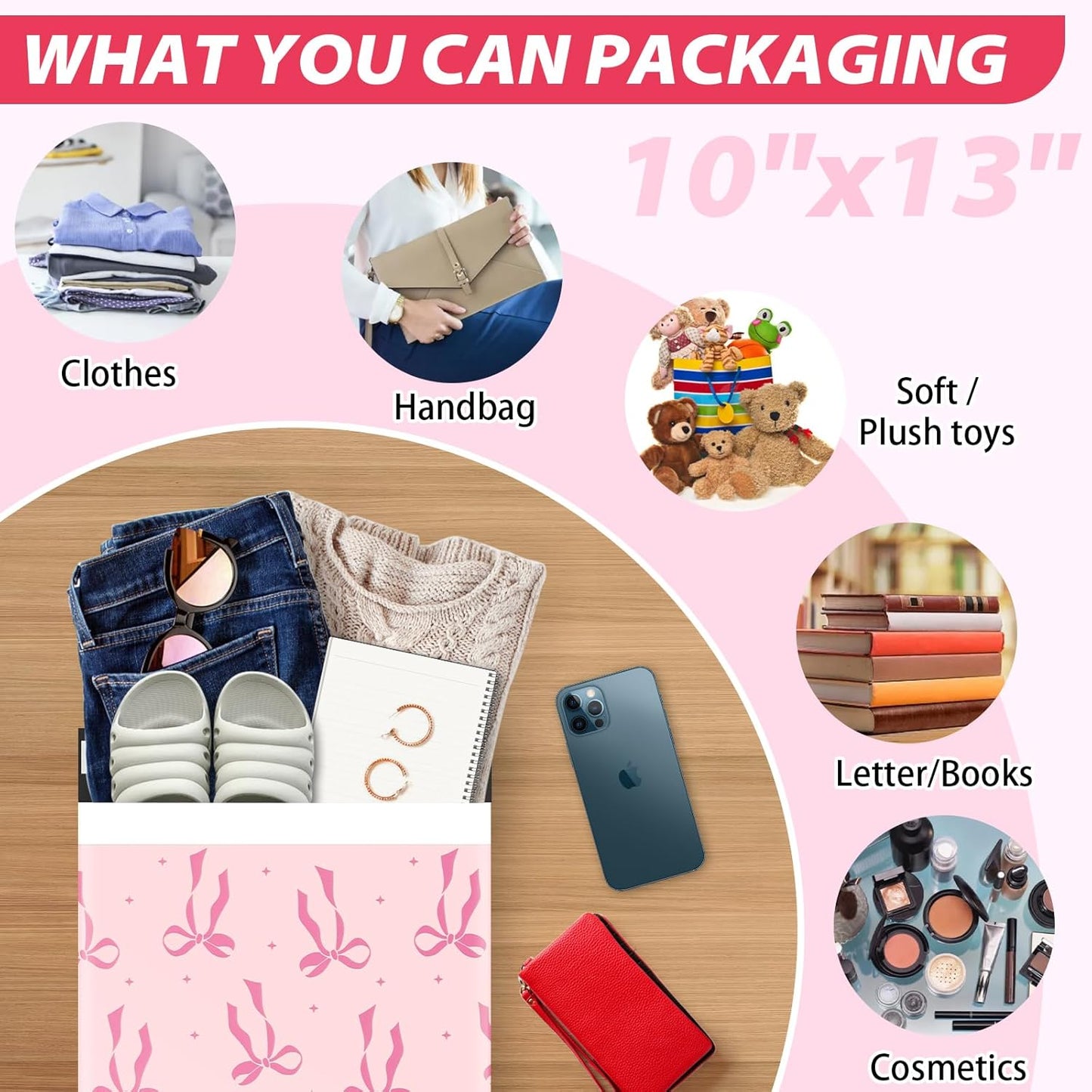 Oududianzi Poly Mailers 10x13, 100PCS Shipping Bags, Self-Sealing Mailers Poly Bags, Mailing Envelopes Bulk, Polymailers Packaging Bags for Online and offline Small Bussiness