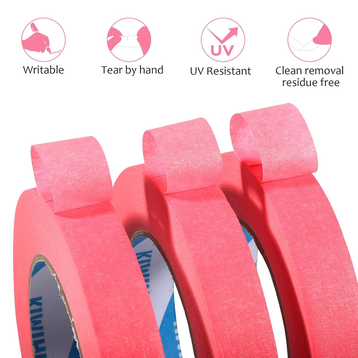 Pink Painters Tape,1 inch x 60 Yards x 5 Rolls (300 Yards Total) - Medium Adhesive Masking Tape for Painting,Labeling,DIY Crafting,Decoration and School Projects