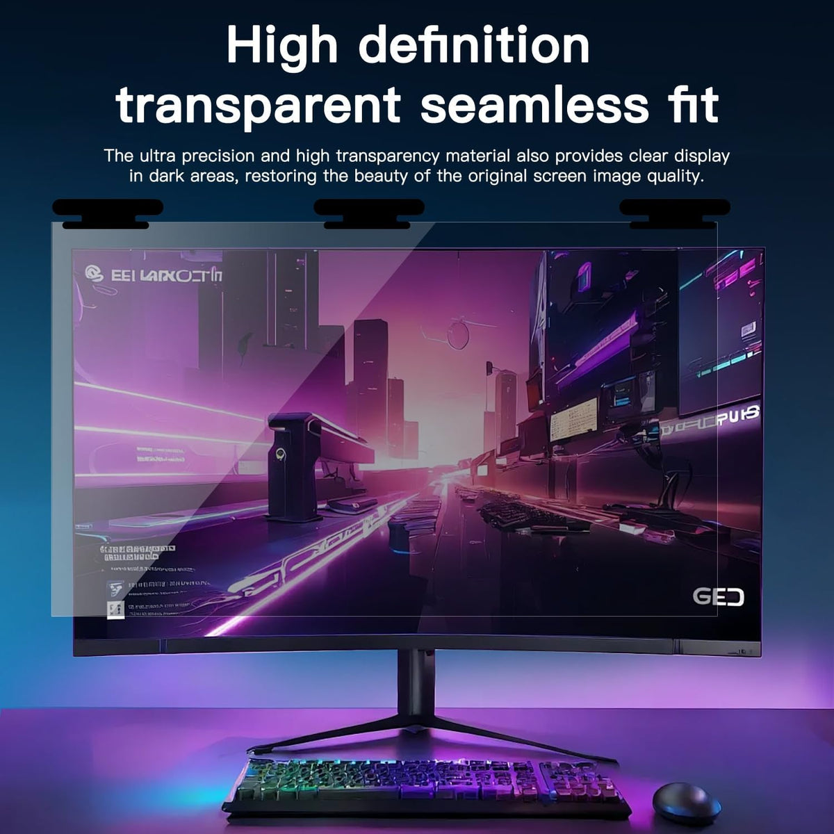 [2 Pack] 2 Pack Magnetic Hanging Computer Privacy Screen 21.5 Inch for 16:9 Widescreen Monitor, Removable Privacy Screen Anti Glare Blue Light Computer Screen Privacy Shield, Anti-Scratch