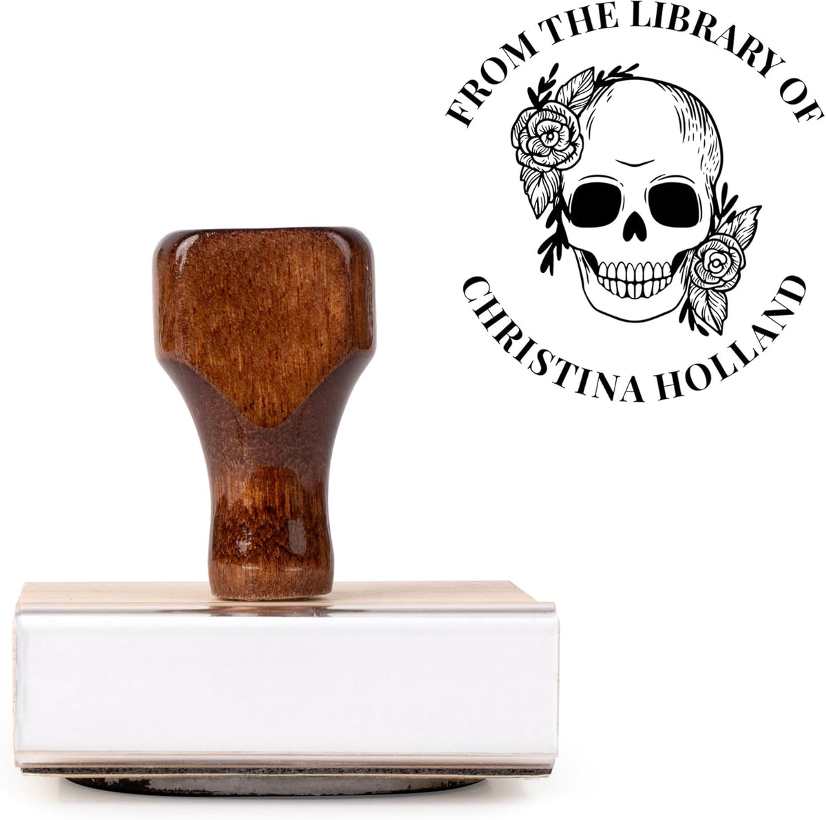 from The Library of Embossers & Stamps for Fantasy Book Readers | Custom Embosser | Custom Stamp | Ex Libris | Elevate Your Fantasy Collection of Stories and Novels (Design 16, Wood Hand Stamp)