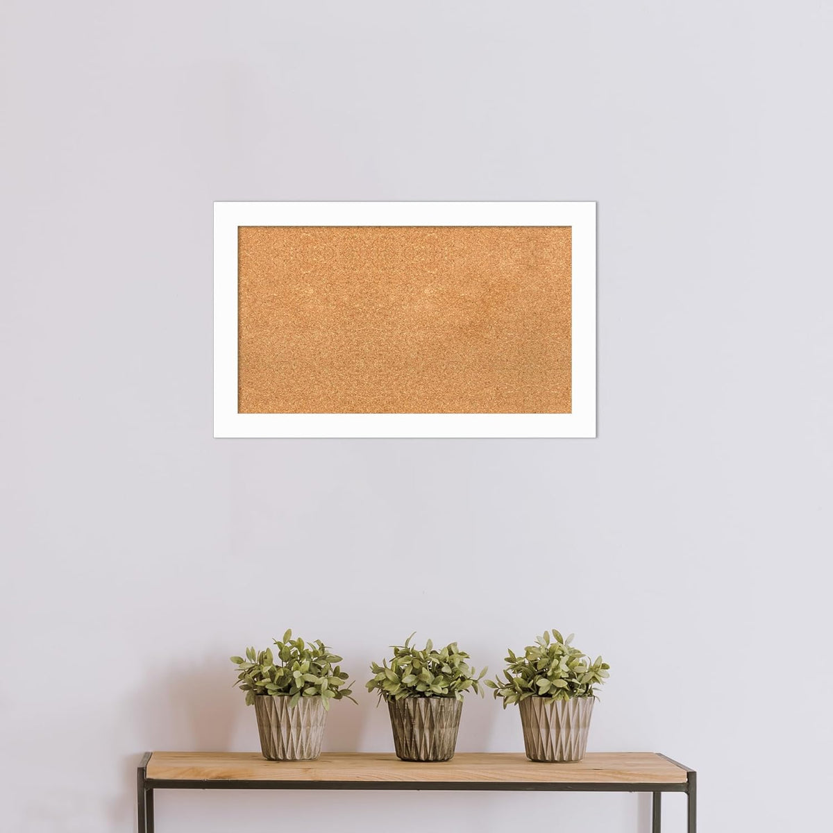 Amanti Art Natural Cork Board for Wall, 19x31 Vision Board with White Frame, Medium Corkboard Office Decor for Home Organization, Casual Corkboard Pinboard to Display Items for Home Organization in