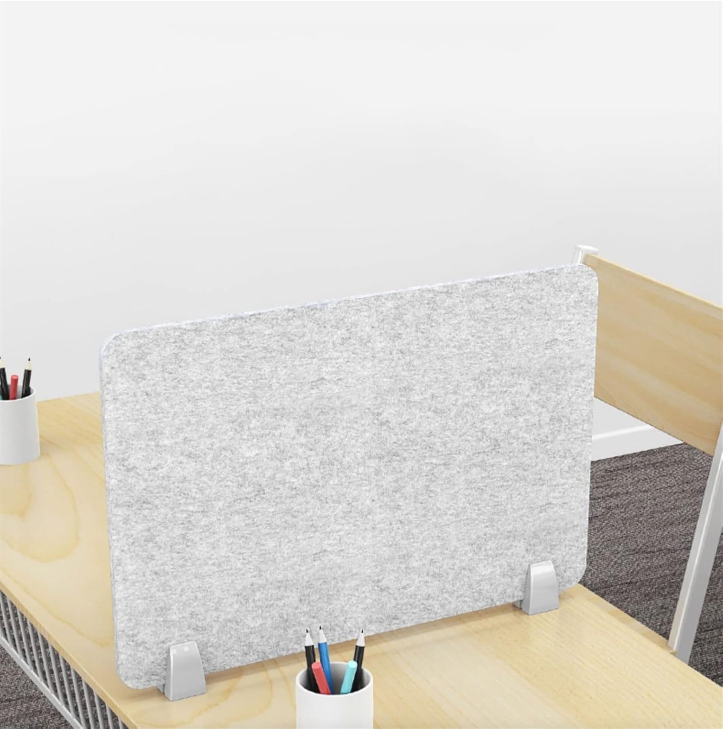 Icegrey Acoustic Desk Divider Privacy Panel Removable Sound Absorbing Desk Partition Board with 2 Clips for Student Call Centers Offices Braries Classrooms Library, Light Grey, 31.2x11.7