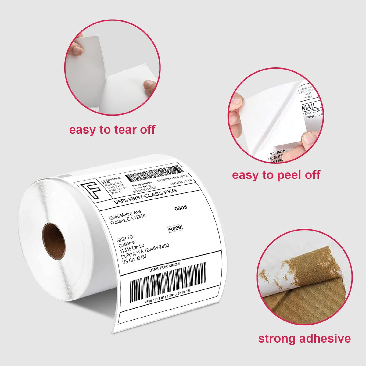 Shipping Labels 4"x6" Compatible with Dymo LabelWriter 4XL 1744907, 1755120, Thermal Postage Labels for All Thermal Label Printers, Permanent Adhesive, BPA Free, 220 Labels/Roll (12 Rolls)