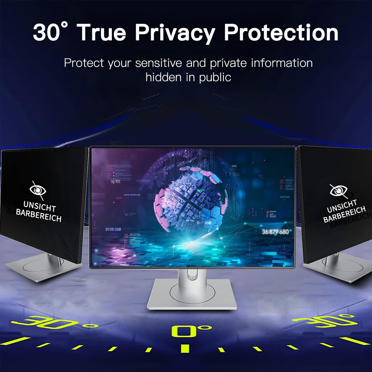 [2 Pack] 2 Pack Magnetic Hanging Computer Privacy Screen 21.5 Inch for 16:9 Widescreen Monitor, Removable Privacy Screen Anti Glare Blue Light Computer Screen Privacy Shield, Anti-Scratch